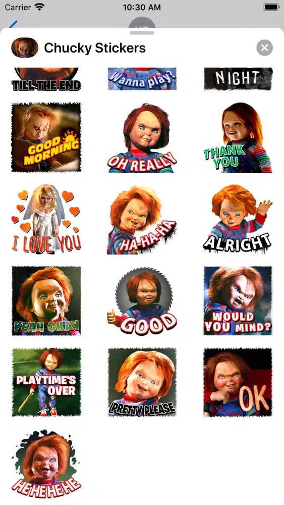 Capturas de tela do Chucky Stickers