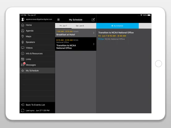 NCAA Events iPad  Screenshots