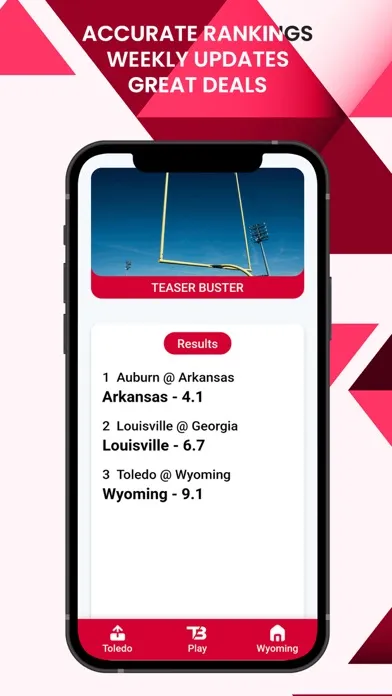TeaserBuster - NCAAF Predictor سکرین شاٹس