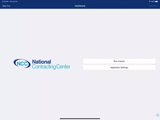Tangkapan layar NCC Quoting Tools iPad 