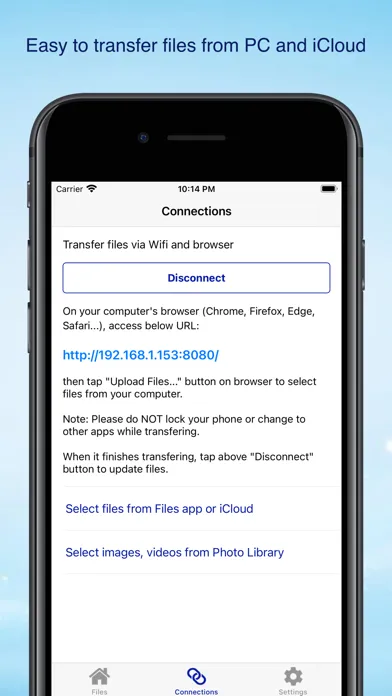 Tangkapan skrin Easy Files - Wifi transfer
