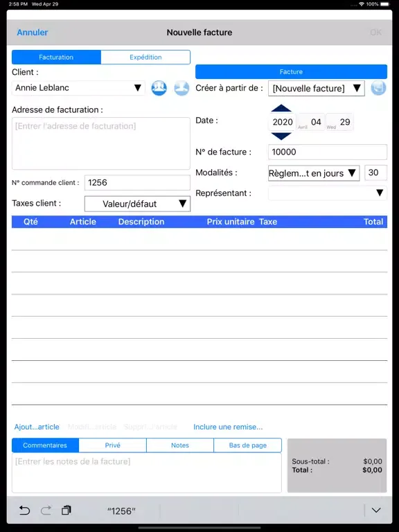 Express Invoice Français 2023 iPad  Screenshots
