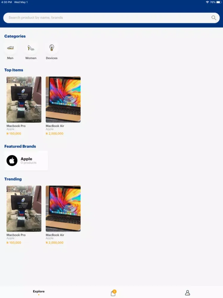 ภาพหน้าจอของ Shopeasy NG iPad 