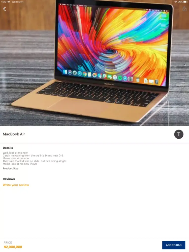 ภาพหน้าจอของ Shopeasy NG iPad 