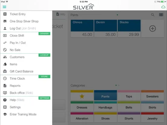 ภาพหน้าจอของ NCR Silver Point-of-Sale (POS) iPad 