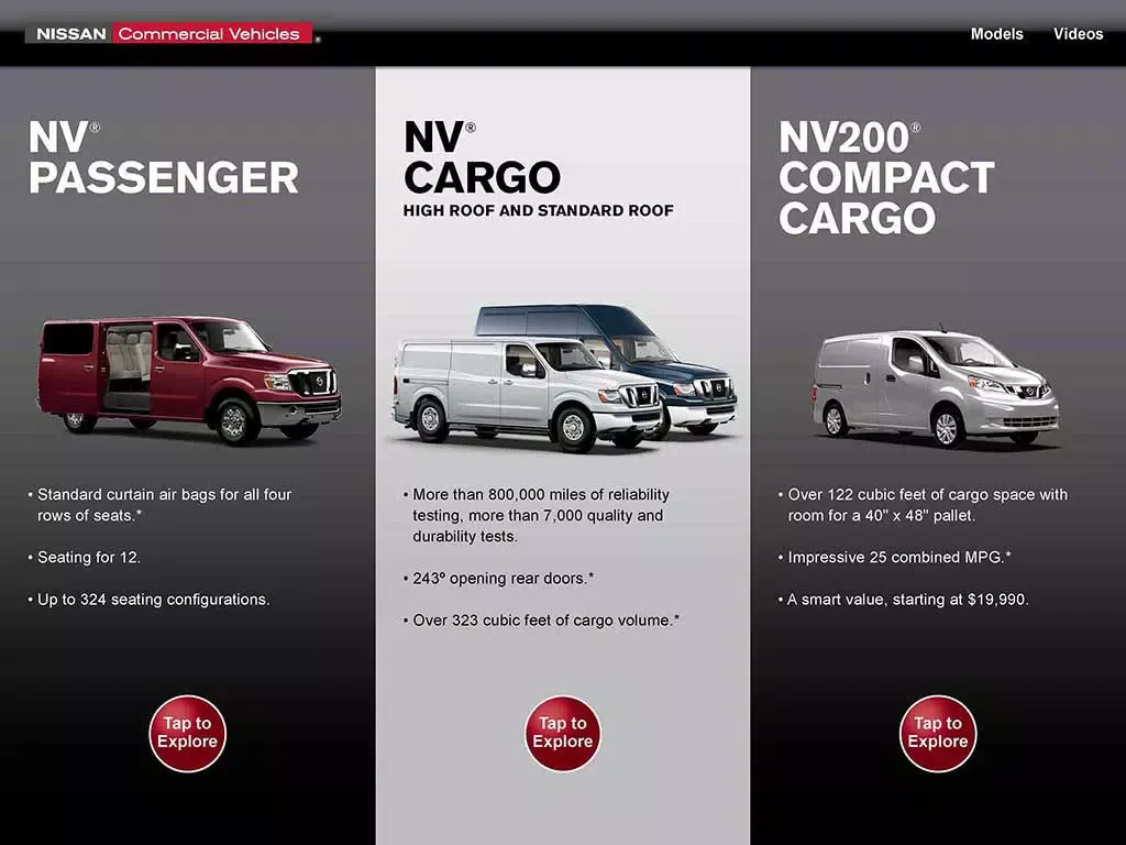 Captures d'écran de Nissan Commercial Vehicles Showroom app iPad 