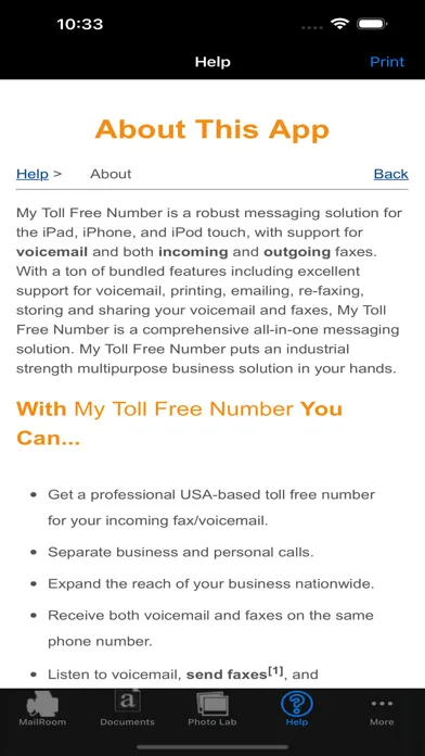My Toll Free Number + Fax, VM Screenshots