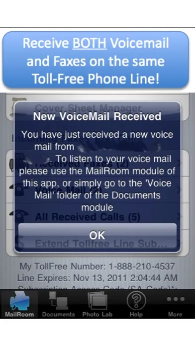 My Toll Free Number + Fax, VM Screenshots