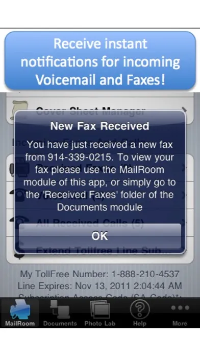 My Toll Free Number + Fax, VM Screenshots