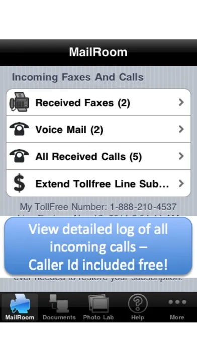 My Toll Free Number + Fax, VM Screenshots