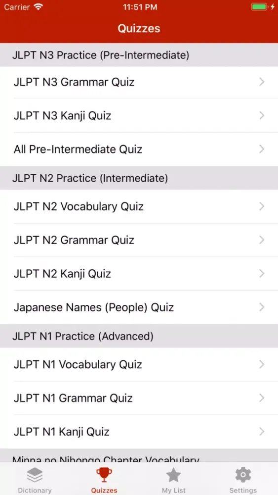 Tangkapan layar Japanese Learning Kit