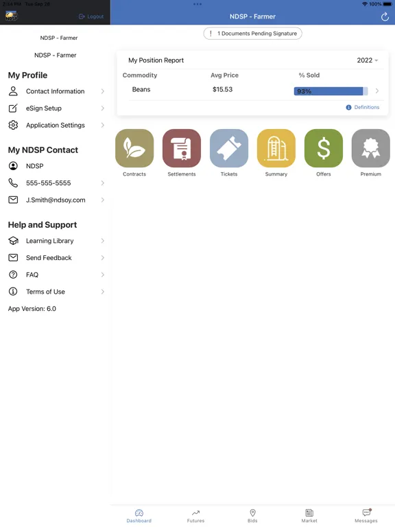 Tangkapan layar NDSP Mobile iPad 