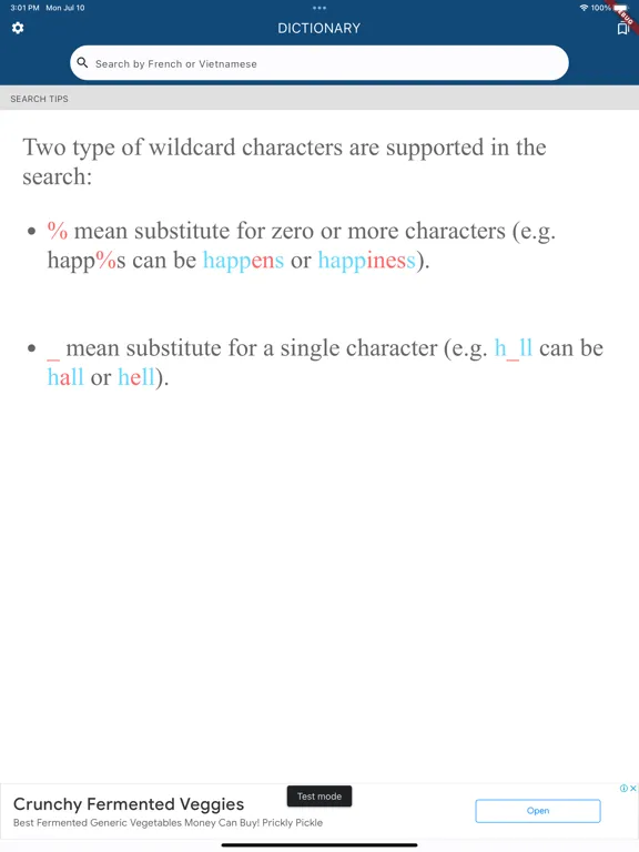Dictionary French Vietnamese iPad  Screenshots