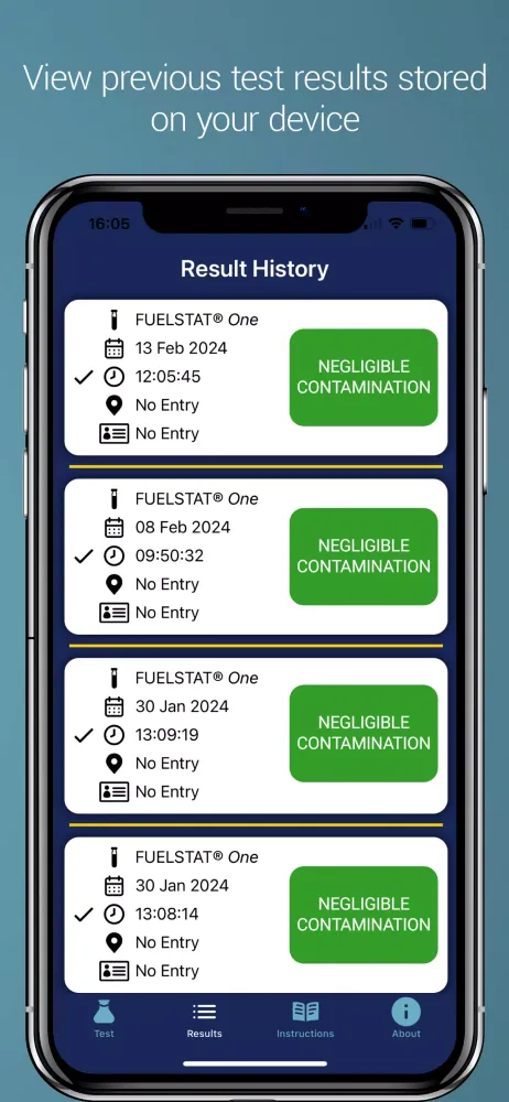 Tangkapan layar FUELSTAT Result