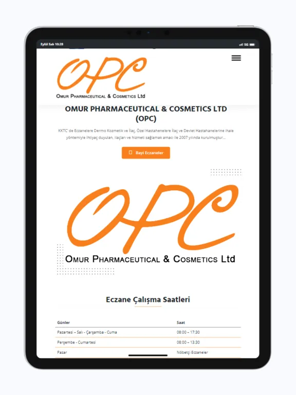 Ảnh chụp màn hình của OmurPharma iPad 