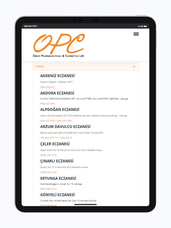 Ảnh chụp màn hình của OmurPharma iPad 