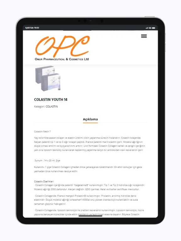 Ảnh chụp màn hình của OmurPharma iPad 