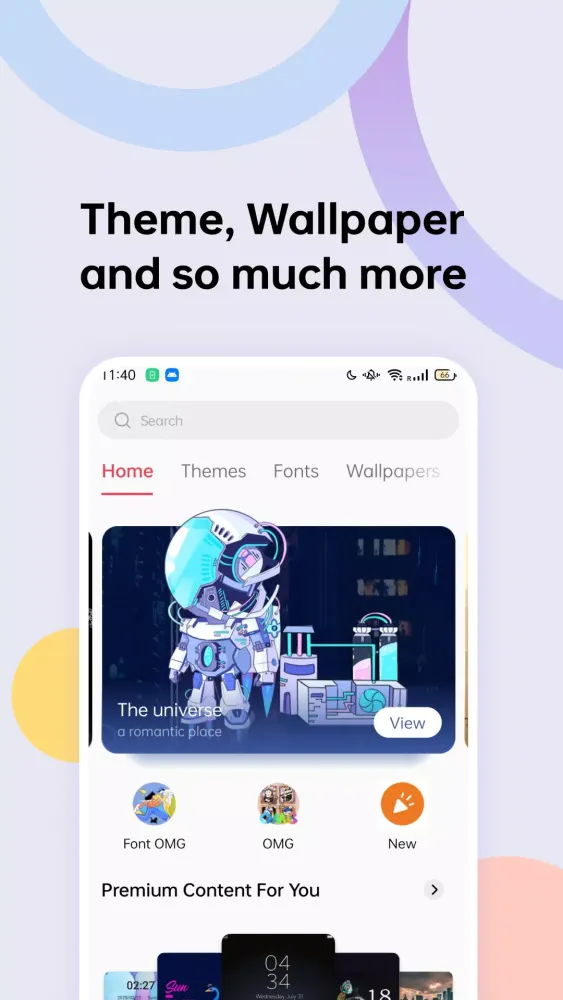 Ảnh chụp màn hình của Theme Store