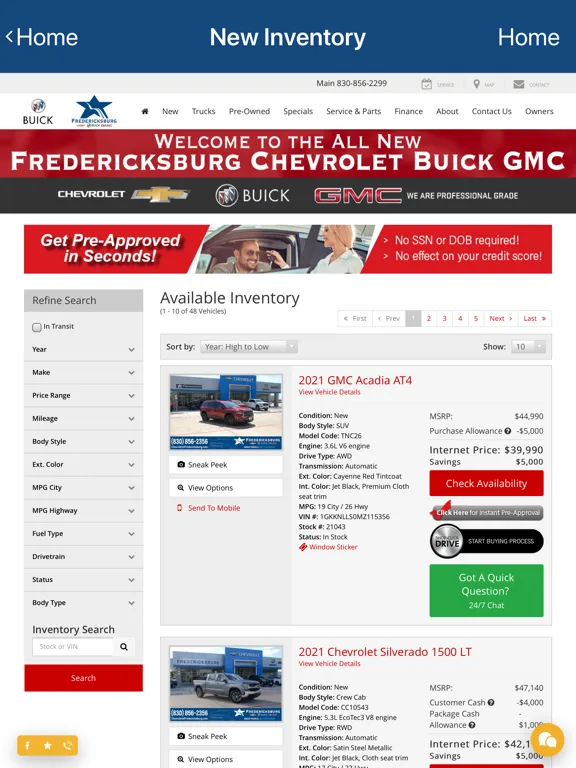 تصاویر Fredericksburg Chevrolet GMC iPad 