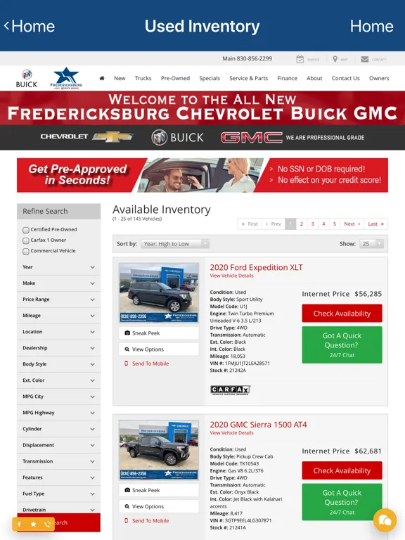 تصاویر Fredericksburg Chevrolet GMC iPad 