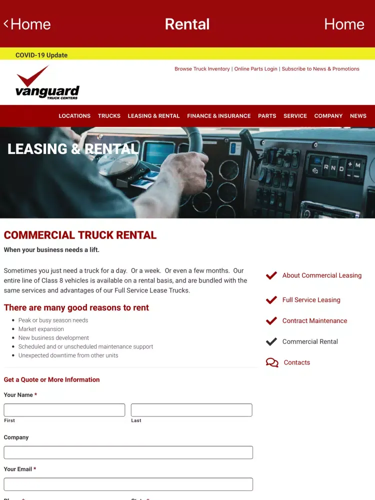 Zrzuty ekranu Vanguard Truck Centers iPad 