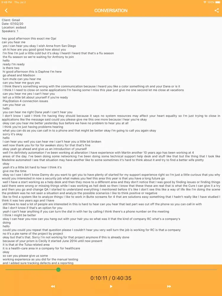 NST Transcriber iPad  스크린샷