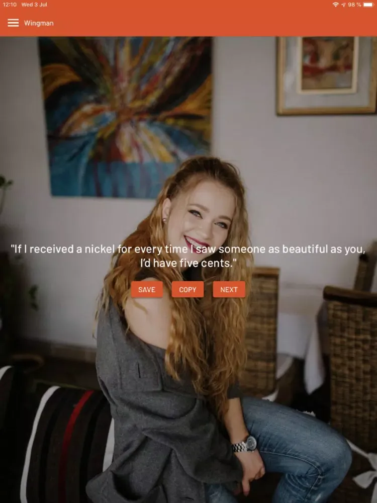 Wingman - Pick Up Lines iPad  Screenshots