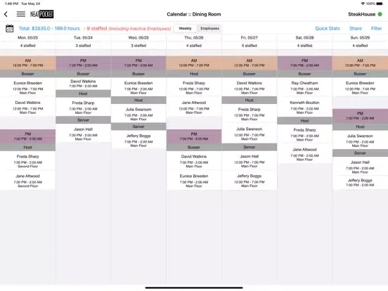 NeatPocket Employee Scheduling iPad 应用截图