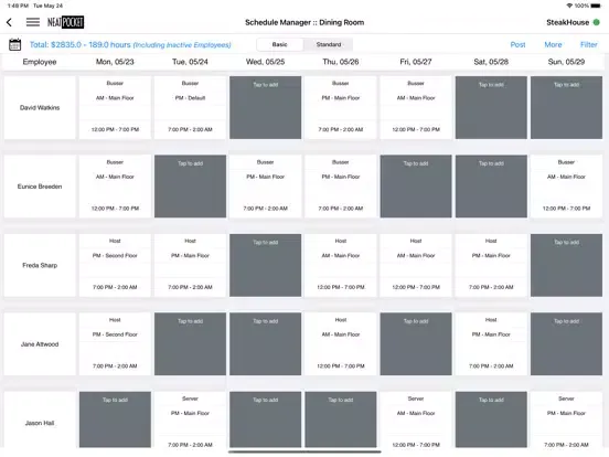 NeatPocket Employee Scheduling iPad 应用截图