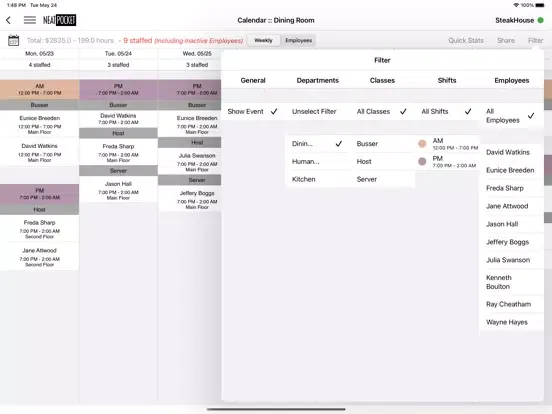 NeatPocket Employee Scheduling iPad 应用截图