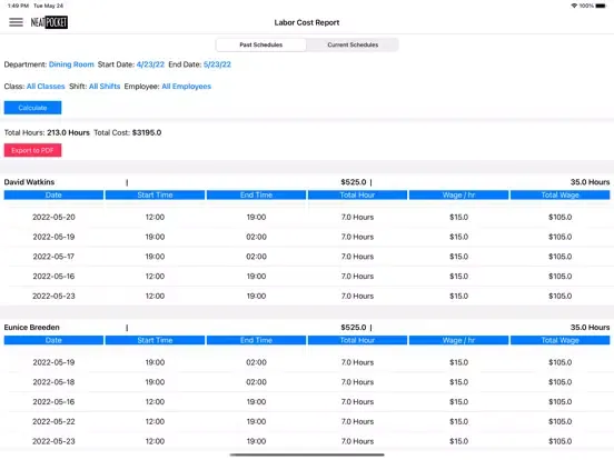 NeatPocket Employee Scheduling iPad 应用截图