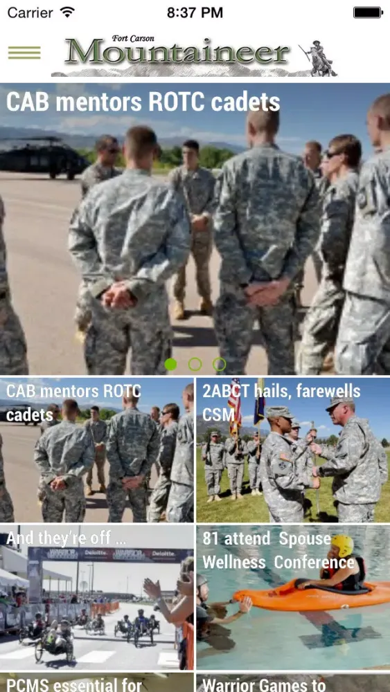 Captures d'écran de Fort Carson Mountaineer Mobile