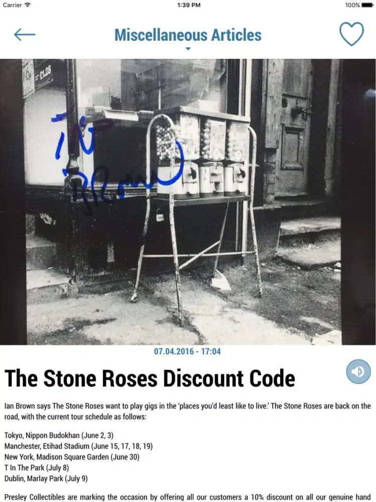 Tangkapan skrin Presley Collectibles iPad 