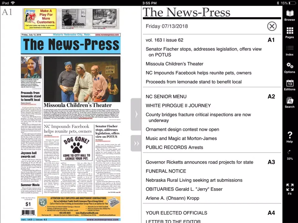 Capturas de pantalla de Nebraska City News-Press iPad 