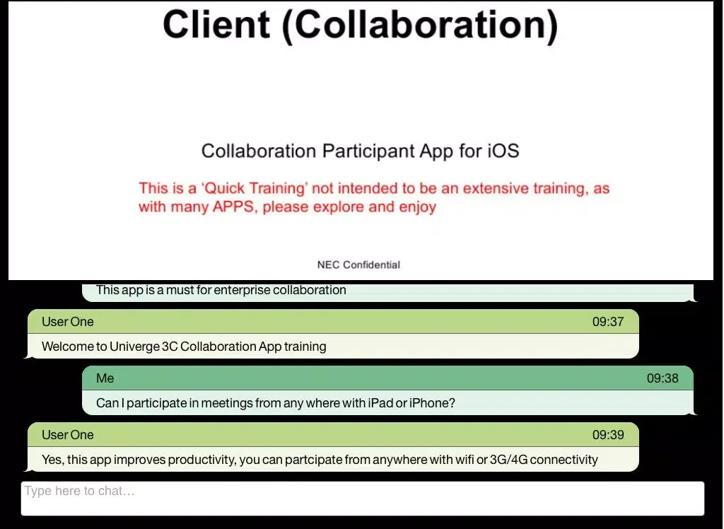 تصاویر UNIVERGE 3C Collaboration Client iPad 