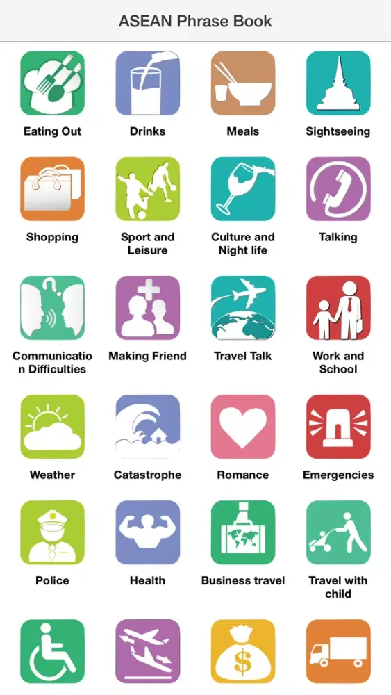 Ảnh chụp màn hình của ASEAN Phrase Book