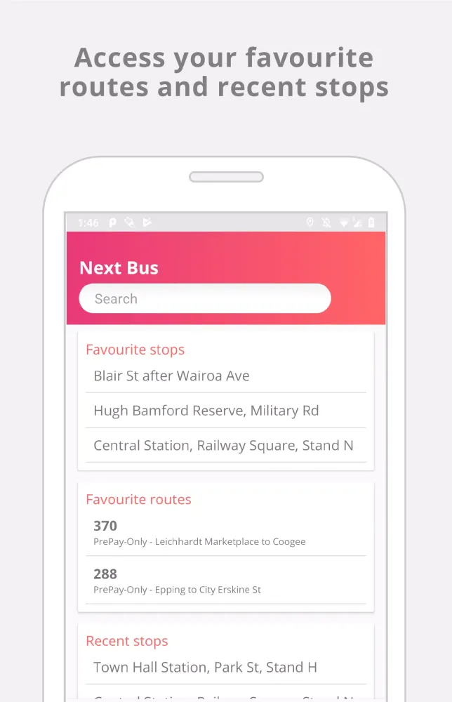 Capturas de tela do Next Bus Sydney