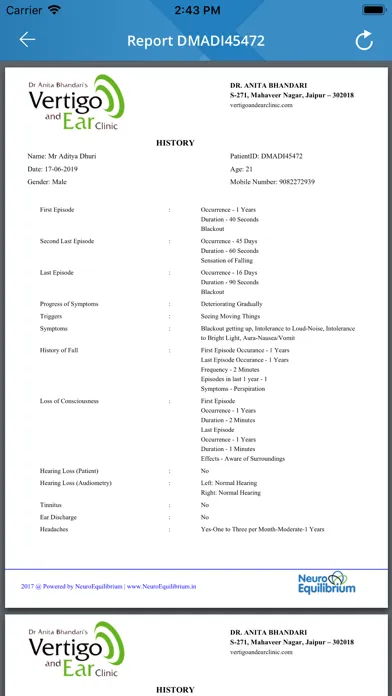 Zrzuty ekranu NeuroEquilibrium Doctor App