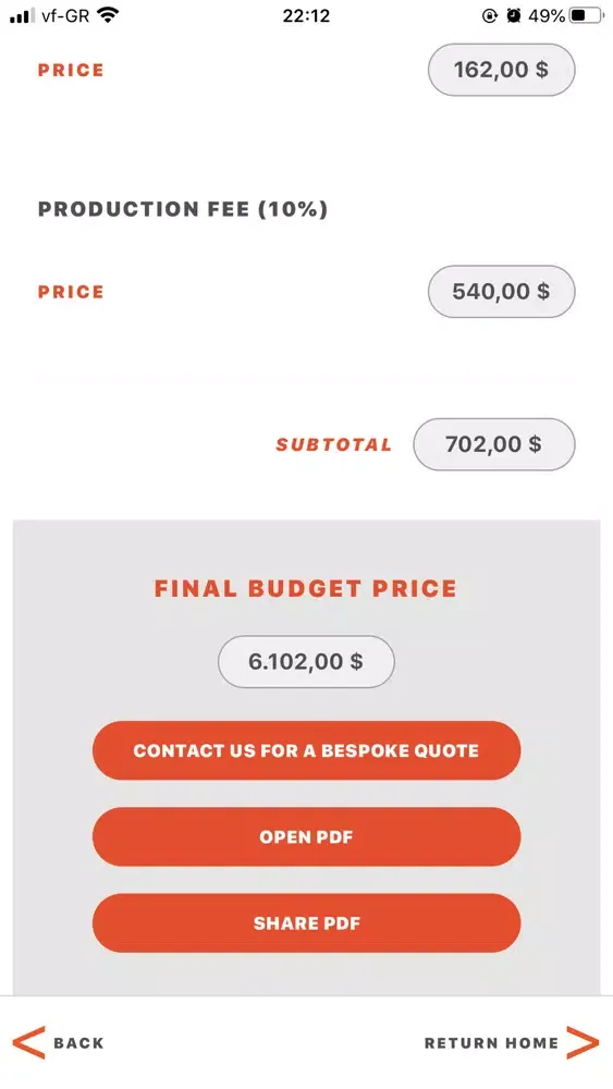 Tangkapan layar Budgeting Tool