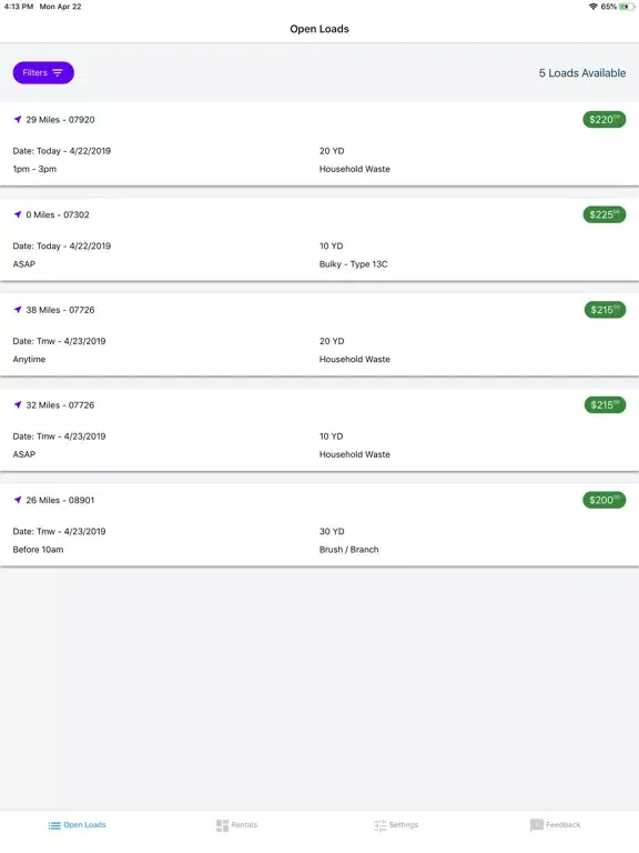 Capturas de tela do Alliance Hauler App iPad 