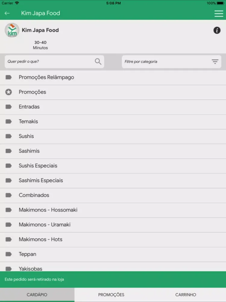 Tangkapan layar Kim Japa Food iPad 