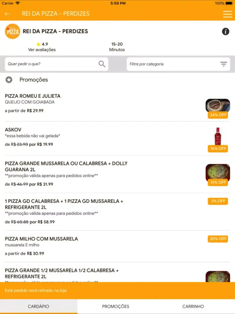 ภาพหน้าจอของ Rei da Pizza - Perdizes iPad