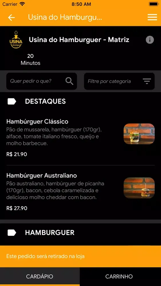 Usina do Hamburguer Delivery Ekran Görüntüleri