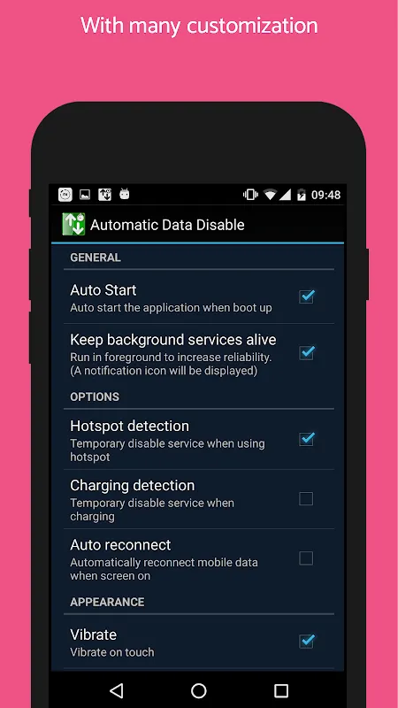 Скриншоты Automatic Data Disable