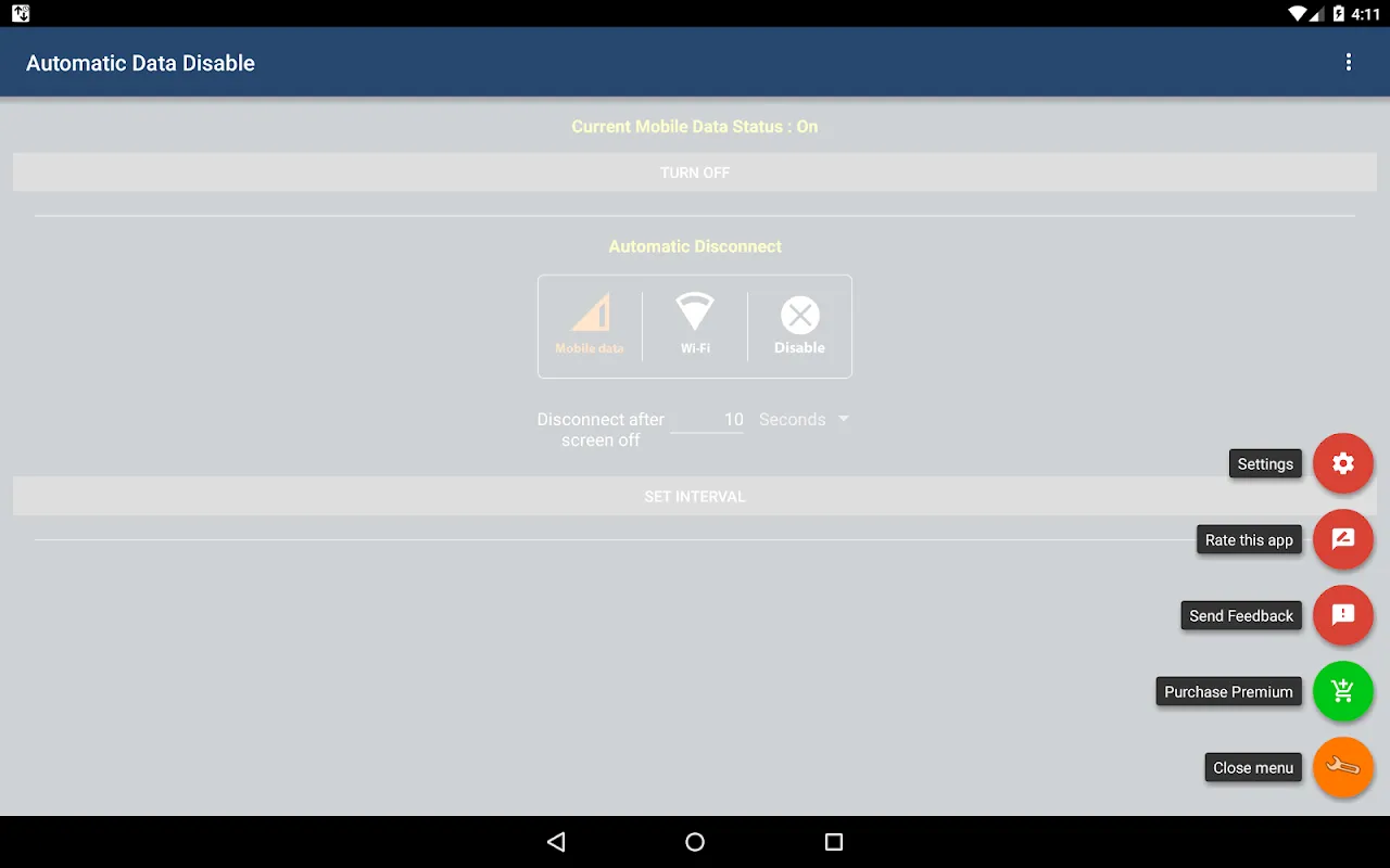 Скриншоты Automatic Data Disable