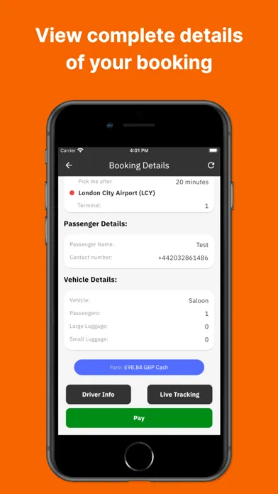 Cabcher Booking Screenshots