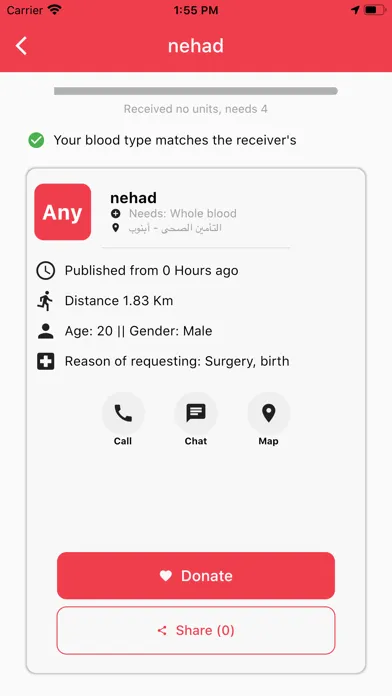 Ảnh chụp màn hình của RED - Blood Donation App