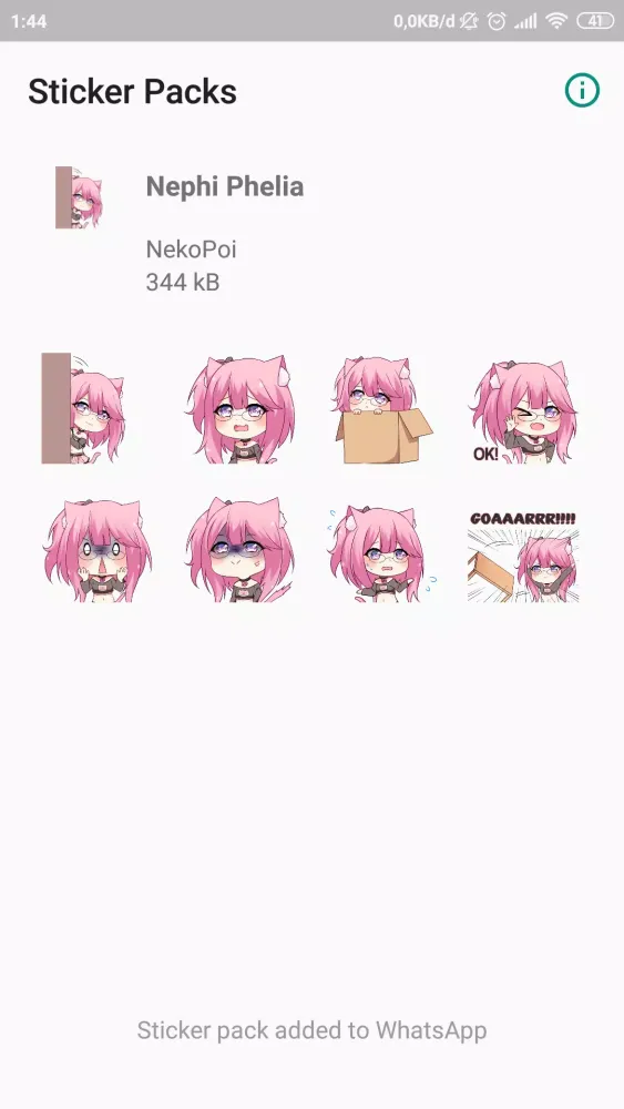 Capturas de pantalla de Nephi Phelia WASticker