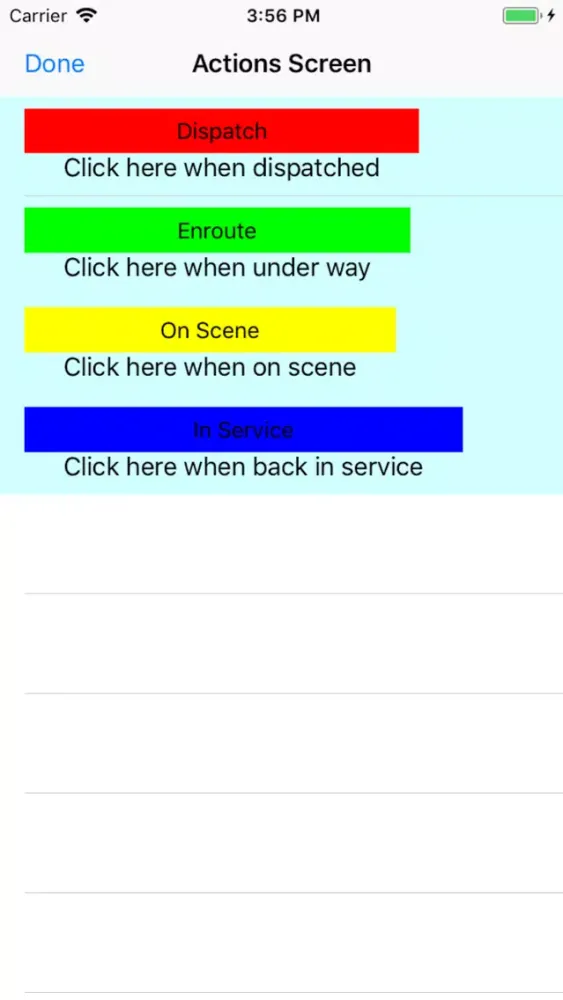 Captures d'écran de EMS Vehicle/Destination Log