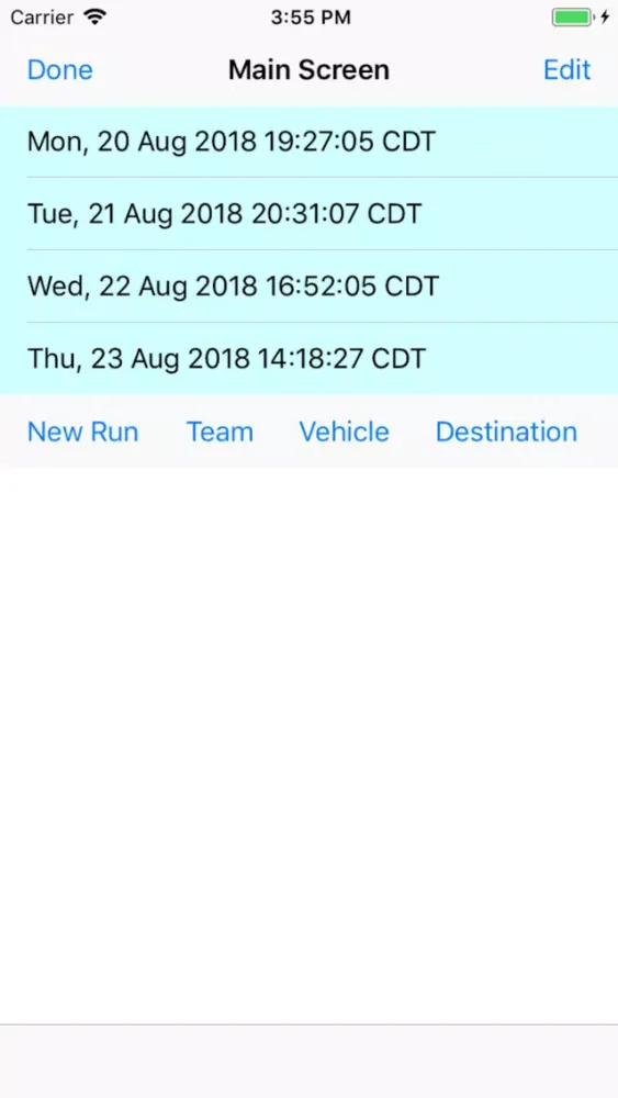 Captures d'écran de EMS Vehicle/Destination Log